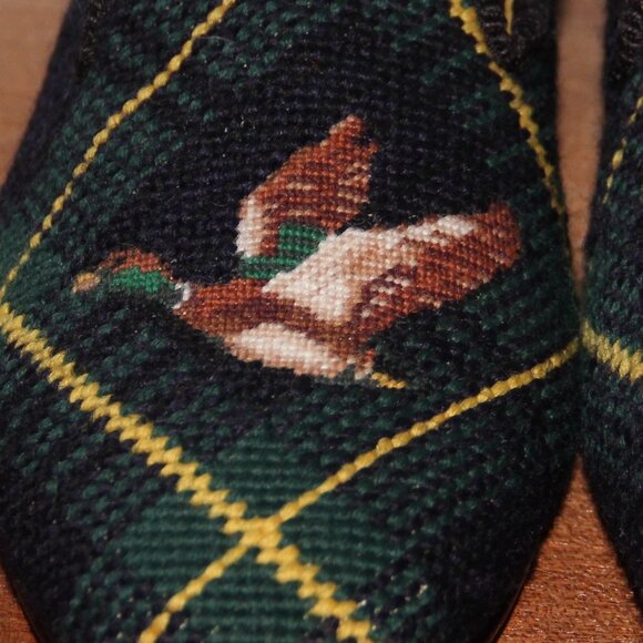 Polo Ralph Lauren Paxton Needle Point Plaid Duck & Hound Slippers Mens 9.5 - Picture 5 of 8